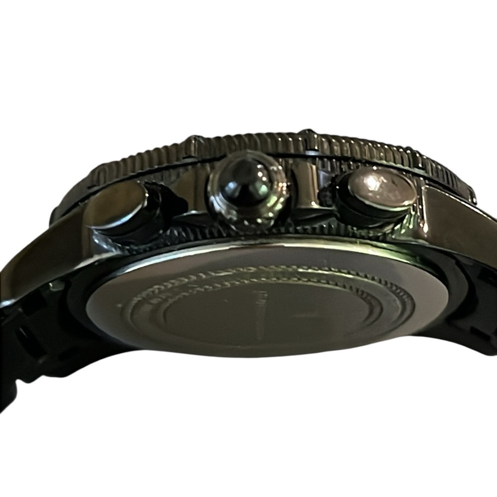 New Judith Ripka Stainless Steel Black Gray Chronograph Watch New Battery NWOT - Picture 5 of 12